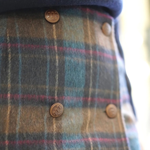Miss Patina London Galloway Academia Tartan Plaid Wool Blend Wrap Skirt UK 10 6 - Picture 3 of 16